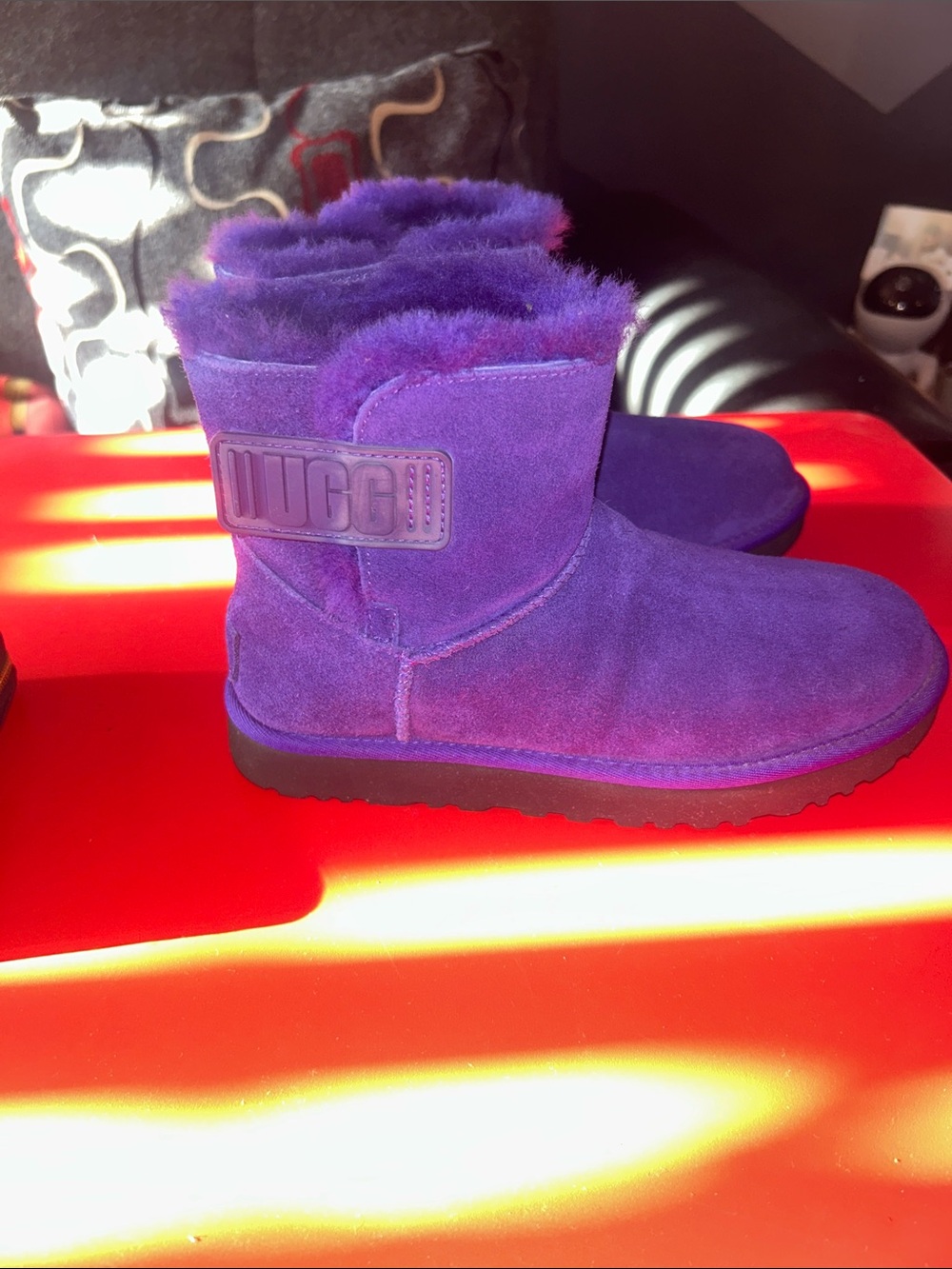 UGG Purple Suede Shearling Short Boot